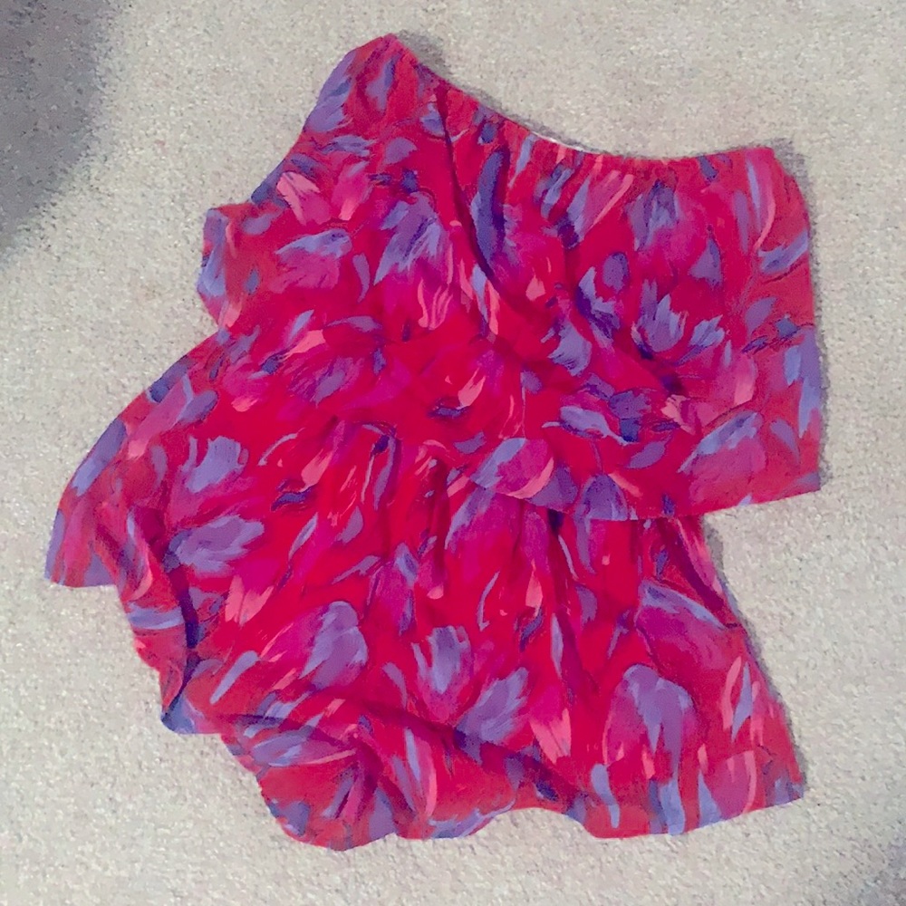 Red Floral Strapless Romper